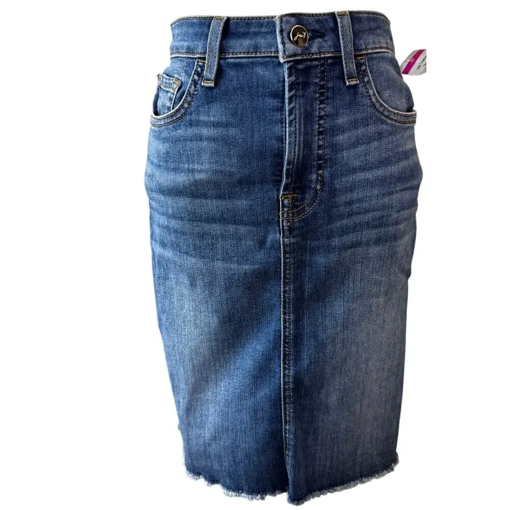 7 For All Mankind Women's Blue Denim Mini Pencil Skirt Size 2 Cabincore Normcore